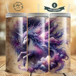 Celestial Nebula Unicorn, Fantasy Tumbler, 20 oz Skinny Tumbler Sublimation Design Digital Download PNG Instant DIGITAL ONLY, Tumbler Wrap