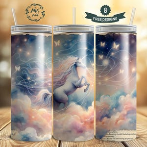 The Dreamweaver Unicorn, Fantasy Tumbler, 20 oz Skinny Tumbler Sublimation Design Digital Download PNG Instant DIGITAL ONLY, Tumbler Wrap