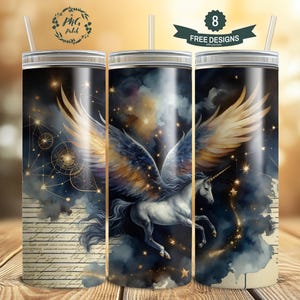 Starry Night Pegasus, Fantasy Tumbler, 20 oz Skinny Tumbler Sublimation Design Digital Download PNG Instant DIGITAL ONLY, Tumbler Wrap