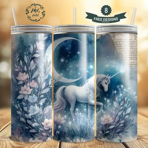 Twilight Dreamscape Unicorn, Fantasy Tumbler, 20 oz Skinny Tumbler Wrap Sublimation Design Digital Download PNG Instant DIGITAL ONLY
