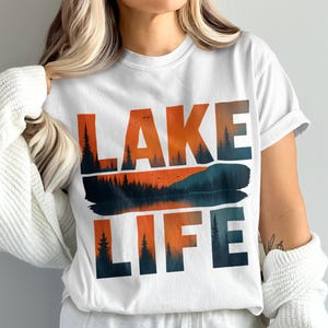 Lake Life, Lake Sunset Trendy Vintage Outdoor Lover Shirt Sublimation Design Digital Download PNG Instant Digital Only, Trendy Design