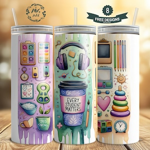 Jeder Schüler zählt, Sonderschullehrer 20 Unzen Skinny Tumbler Wrap Sublimation Design Digitaler Download PNG Instant DIGITAL NUR