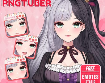 カスタムPNGTUBERモデル依頼、ライブ2Dキャラクター、Twitch配信、アニメアートスタイル、アニメイラスト