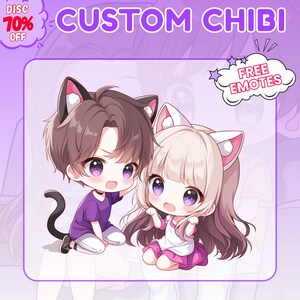 Custom Chibi, chibi anime style, cute chibi, custom chibi commission, fanart, chibi art, chibi, chibi couple, couple gift, chibi character
