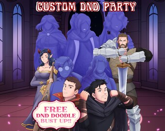 Custom DnD Party Commission, Personalized Gift, Dice, Character Art, Fantasy Portrait, Baldurs Gate