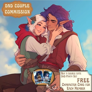 CUSTOM DND Character Couple, dnd couple, dnd character, fantasy character, dnd commission, RPG, dnd character portrait, fantasy illustration