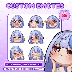 Hoge kwaliteit custom premium twitch-emotes, anime-emotes, twitch-emoji voor streamer, youtube, twitch, onenigheid, schattige chibi-animestijl, anime