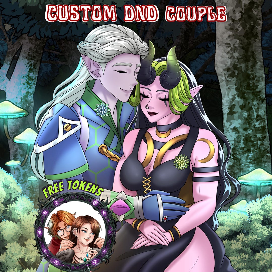 Custom Dnd Couple Commission, Romance Halfbody Characters, Fantasy ...