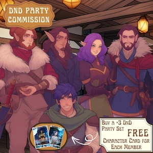 CUSTOM DND Character, dnd party, dnd group, dnd Commission, dnd character, fantasy character, RPG, dnd portrait, fantasy, campaign art gifts