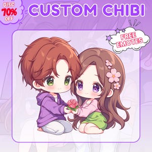 Custom Chibi, chibi anime style, cute chibi, custom chibi commission, fanart, chibi art, chibi, chibi couple, couple gift, chibi character