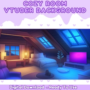 Premade Vtuber Background, vtuber background, anime vtuber background, vruber asset, stream background, cozy room, kawaii room, live2d room