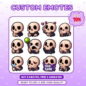 Emote Twitch premium personalizzate di alta qualità, emote anime, emoji Twitch per streamer, YouTube, Twitch, Discord, carino stile anime chibi, anime