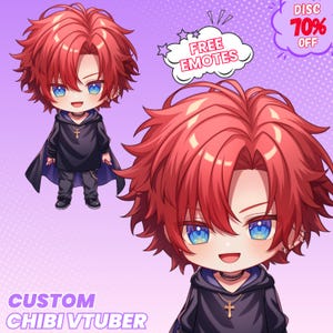 Aangepast Chibi Vtuber-model, Chibi Vtuber, Chibi Vtuber Commission, Live2D-model, volledig gemonteerd, Anime Art, Live2D Commission, Vtuber-ontwerp