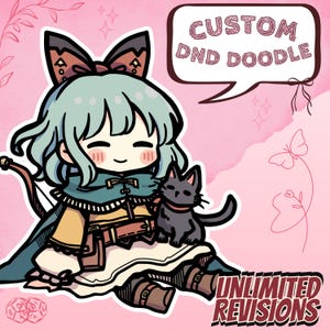 CUSTOM DND Doodle Character Commission: dungeon and dragons, digital Illustration, Fantasy RPG dice art