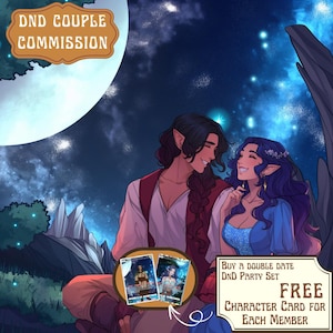 CUSTOM DND Character Couple, dnd couple, dnd character, fantasy character, dnd commission, RPG, dnd character portrait, fantasy illustration