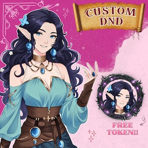 Custom Dnd Art Commission for Personalized Gift, Dungeons and Dragons Portrait, Dice, Character Sheet