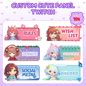 Custom Twitch Panels, twitch panel, anime panel, vtuber panel, personalized twitch panels, pet panel for your stream, anime art, anime, art