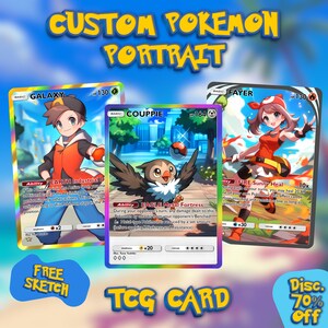 Carte Pokémon personnalisée, carte pokemon, portrait pokemon, couple personnalisé, famille, portrait d'animal de compagnie, commission de carte pokemon, cadeau personnalisé, JCC