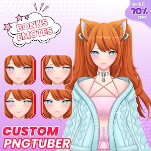 Custom PNGtuber, pngtuber, pngtuber model, pngtuber character, pngtuber commission, pngtuber art, anime, pngtuber design, live2d art, live2d