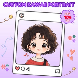 Retrato kawaii personalizado, retrato kawaii, retrato anime, retrato chibi, chibi lindo, anime, ilustración de retrato, regalo de aniversario/boda