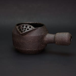 Black Rough Ceramic Teapot with Side Handle - Chinese Style Tea Pot for Milk Tea