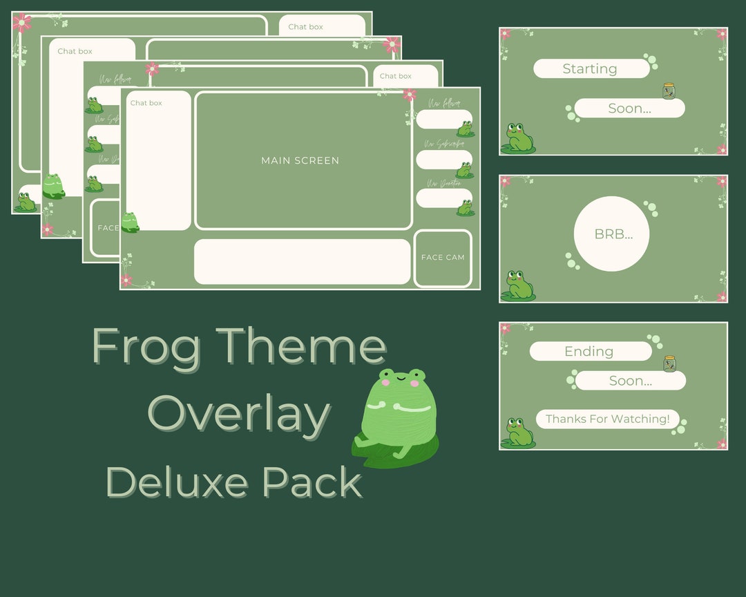 Cute Frog Stream Overlay Pack 7 Adorable Designs for Twitch, Youtube ...