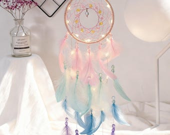 Łapacz snów z kryształu Boho Rainbow Maker z piórami, ozdoba Feng Shui