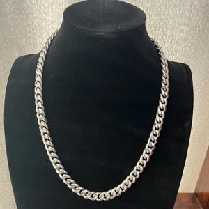 10mm thick silver necklace, heavy duty Cuban chain stainless steel necklace, gift necklace for men and women