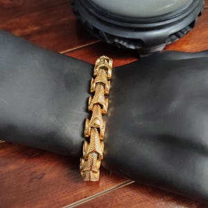 Heavy duty gold titanium steel bracelet for men, gold plated bracelet Byzantine chain bracelet, handmade chain bracelet, best gift for him