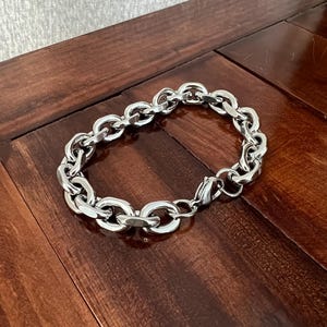 Silver thick bracelets for men and women, paper clip rope chain stainless steel bracelets, gift bracelets for men and women