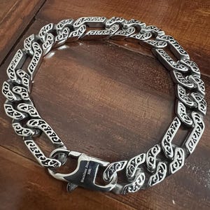 Retro carved bracelet for men and women, titanium steel Byzantine heavy-duty Cuban chain bracelet, gift bracelet for her