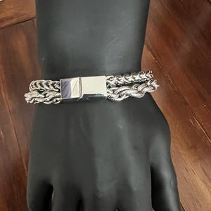 Bracelets for men and women, Cuban chain braided chain double chain stainless steel bracelet, gift bracelet for men and women