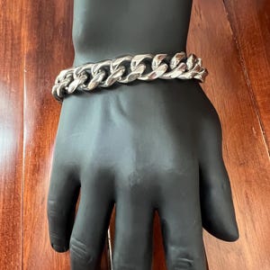 15mm wide silver stainless steel bracelet, heavy duty Miami Cuban chain bracelet, gift bracelet for men and women