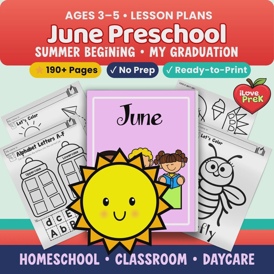 June Preschool Curriculum, End of Year Graduation, Kindergarten ...
