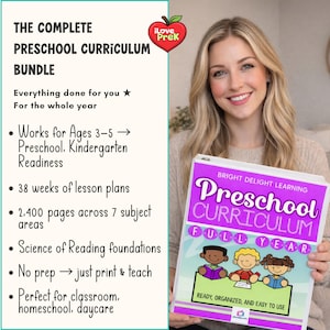 Preschool Curriculum Full Year, PreK Bundle 2400+ Pages, Printable Worksheets & Crafts, Lesson Plans for Ages 3-5, Kindergarten Readiness image 2