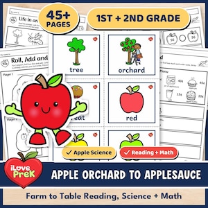 Appelthema voor groep 1 en 2, leesfragmenten over van de boomgaard tot appelmoes, wiskunde voor de herfst, wetenschap voor thuisonderwijs
