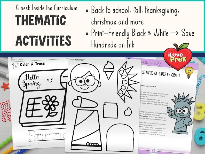 Preschool Curriculum Full Year, PreK Bundle 2400+ Pages, Printable Worksheets & Crafts, Lesson Plans for Ages 3-5, Kindergarten Readiness image 5