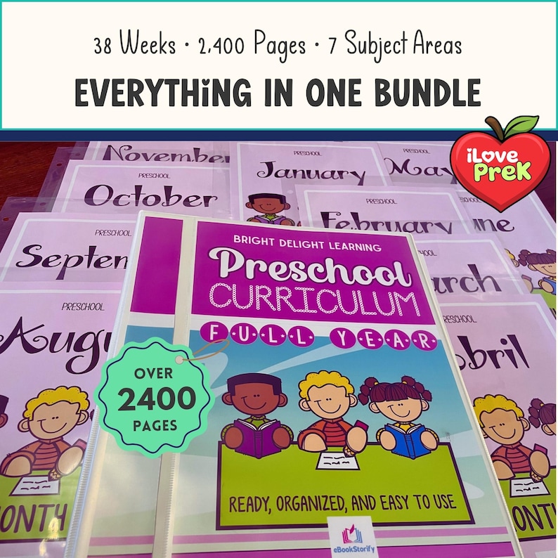 Preschool Curriculum Full Year, PreK Bundle 2400+ Pages, Printable Worksheets & Crafts, Lesson Plans for Ages 3-5, Kindergarten Readiness image 3