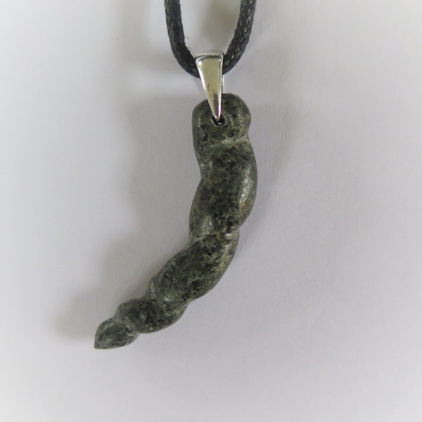 Preseli Bluestone & 925 silver Spiral Twist Unicorn pendant pendulum - Stonehenge stone - hand made in Wales