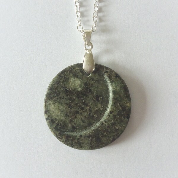 Preseli Bluestone & 925 silver - Waxing Moon pendant - Stonehenge stone