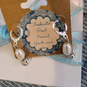 Freshwater Pearl Drop Earrings: Sterling Silver Huggie Hoops, June Birthstone