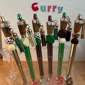 Coffee Themed Beaded Pens and Coffee Keychains