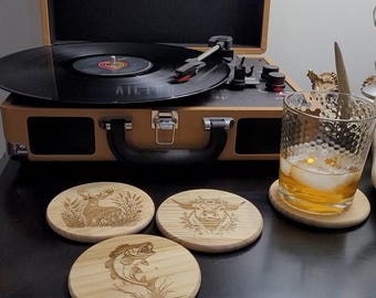 Personalized Drink Coaster, Engraved Wood, Custom Engraved, Housewarming