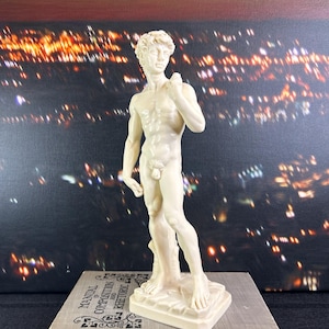 Amilcare Santini, Statue of David | Vintage Italian Carved Resin Statuette | Maker's Mark