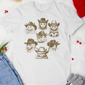 Funny Cowboy Cat Vintage T-Shirt, Meowdy Partner Shirt, Funny Cat Meme Tee, Vintage 90s Tattoo Cat Shirt, Cowboy Cat Shirt, Cat Lover Gift