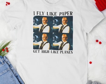 I Fly Like Paper Get High Like Planes Vintage T-Shirt, Nathan Fielder Shirt, Funny Pilot Meme Tee, Viral Lyric Shirt, Air Travel Humor Gift