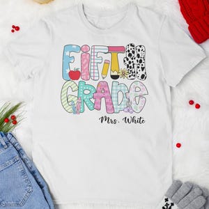 Personalized Fifth Grade Teacher Vintage T-Shirt, Back to School Shirt, Teacher Gift Idea Shirt, New Teacher Gift, First Day of School Shirt