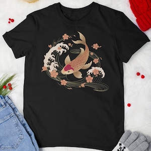 Cozy Japanese Koi Fish Vintage T-Shirt, Nautical Animal Asian Art Nouveau Japan Shirt, Spring Shirt, Tokyo Style Shirt, Japanese Artwork
