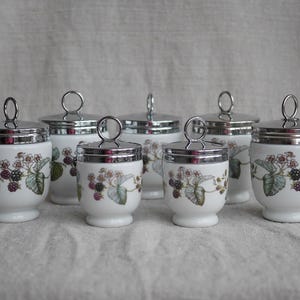 Vintage Royal Worcester Lavinia Egg Coddler, Porcelain Egg Coddlers for Coddled Eggs, English Tableware, Blackberries, Standard or King Size