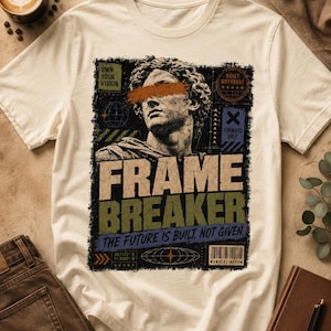 Frame Breaker PNG T-shirtdesign, Vintage statygrafik (digital nedladdning)